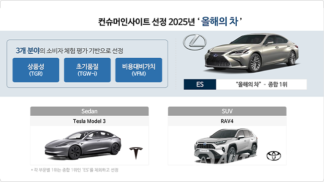 컨슈머인사이트 2025 올해의 차 부문별 수상 모델.(컨슈머인사이트)