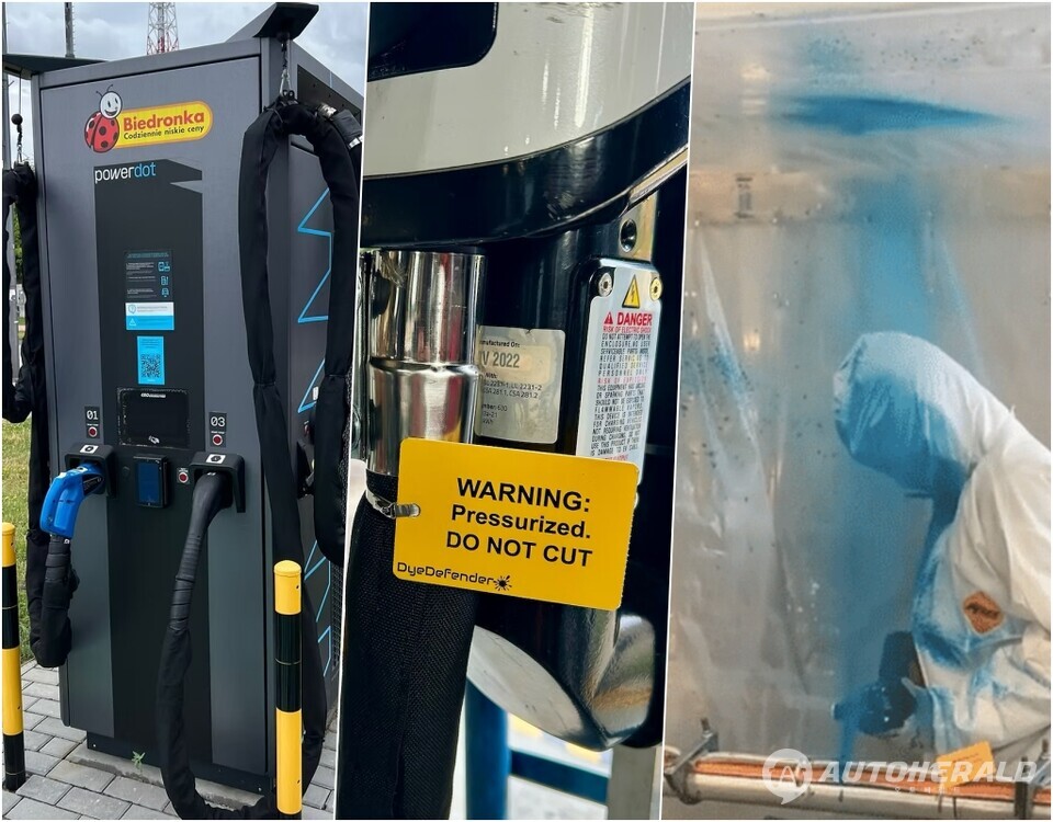 충전 케이블 절도를 막기 위한 장치. 케이블을 특수 강철로 감싸고 절단을 시도하면 파란색 염료가 분사된다. (출처:캣스트랩)